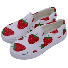 Seamless Pattern Fresh Strawberry Kids  Canvas Slip Ons by Salman4z