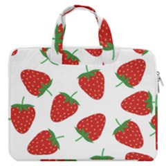 Seamless Pattern Fresh Strawberry Macbook Pro 16  Double Pocket Laptop Bag  by Salman4z