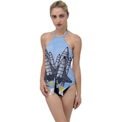 Rocket Shuttle Spaceship Science Go With The Flow One Piece Swimsuit by Salman4z