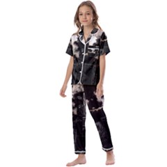 City Night Moon Skyline Skyscraper Kids  Satin Short Sleeve Pajamas Set by Salman4z