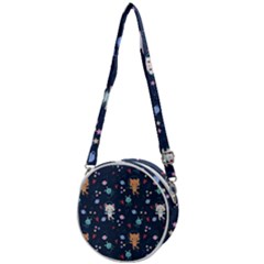 Cute Astronaut Cat With Star Galaxy Elements Seamless Pattern Crossbody Circle Bag by Salman4z