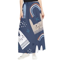 Colorful Cute Cat Seamless Pattern Maxi Chiffon Skirt by Salman4z