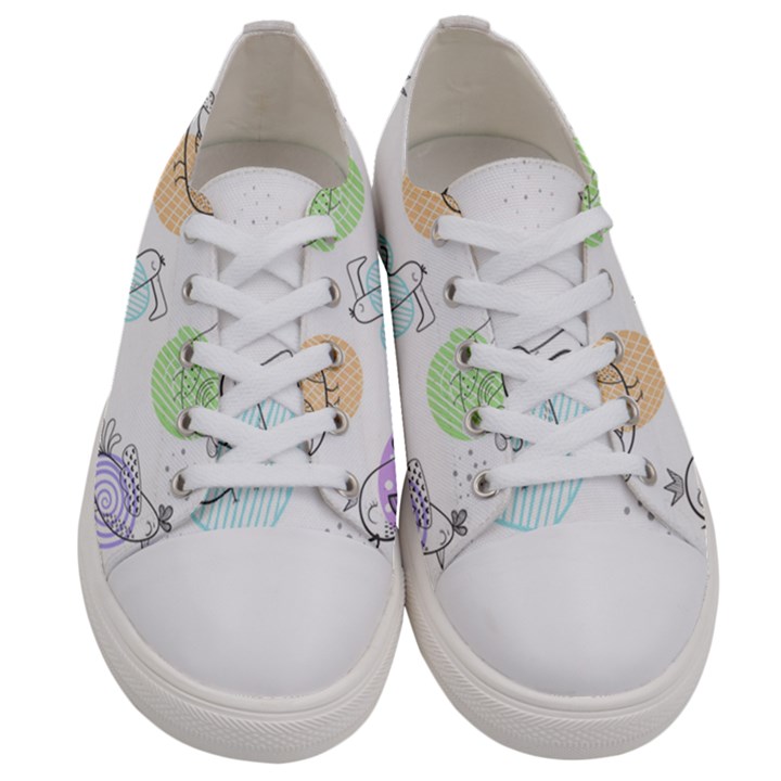 Cartoon Bird Cute Doodle Bird Men s Low Top Canvas Sneakers