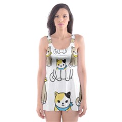 Cat Kitten Seamless Pattern Skater Dress Swimsuit by Salman4z