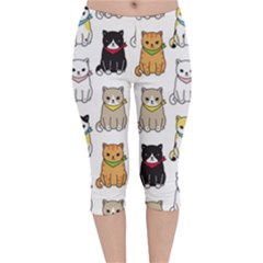 Cat Kitten Seamless Pattern Velvet Capri Leggings  by Salman4z