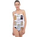 Cat Kitten Seamless Pattern Classic One Shoulder Swimsuit View1