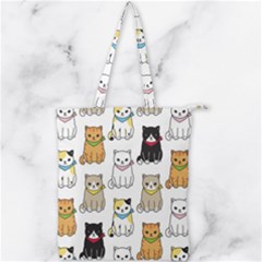 Cat Kitten Seamless Pattern Double Zip Up Tote Bag by Salman4z