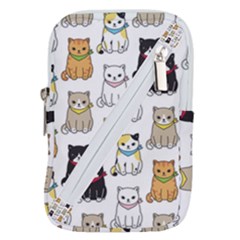 Cat Kitten Seamless Pattern Belt Pouch Bag (large) by Salman4z