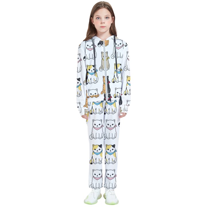 Cat Kitten Seamless Pattern Kids  Tracksuit