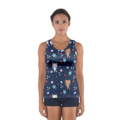 Cute-astronaut-cat-with-star-galaxy-elements-seamless-pattern Sport Tank Top  by Salman4z