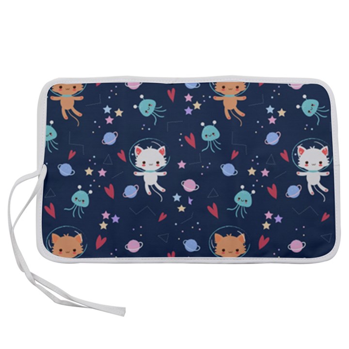 Cute-astronaut-cat-with-star-galaxy-elements-seamless-pattern Pen Storage Case (S)