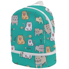 Seamless-pattern-cute-cat-cartoon-with-hand-drawn-style Zip Bottom Backpack by Salman4z