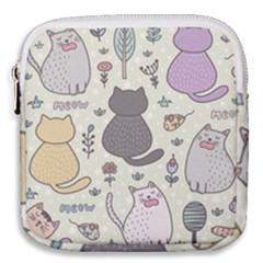 Funny Cartoon Cats Seamless Pattern Mini Square Pouch by Salman4z