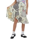 Funny Cartoon Cats Seamless Pattern Kids  Ruffle Flared Wrap Midi Skirt View1