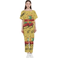 Childish-seamless-pattern-with-dino-driver Batwing Lightweight Chiffon Jumpsuit by Salman4z