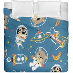 Seamless-pattern-funny-astronaut-outer-space-transportation Duvet Cover Double Side (king Size) by Salman4z