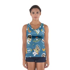 Seamless-pattern-funny-astronaut-outer-space-transportation Sport Tank Top  by Salman4z