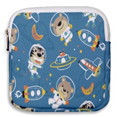 Seamless-pattern-funny-astronaut-outer-space-transportation Mini Square Pouch by Salman4z