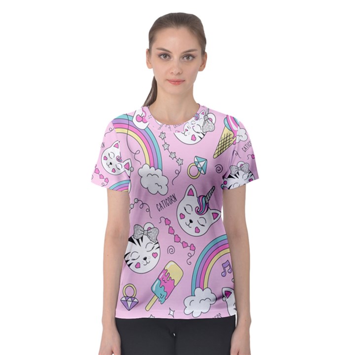 Beautiful-cute-animals-pattern-pink Women s Sport Mesh Tee