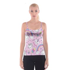 Beautiful-cute-animals-pattern-pink Spaghetti Strap Top by Salman4z