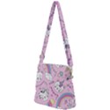 Beautiful-cute-animals-pattern-pink Zipper Messenger Bag View2