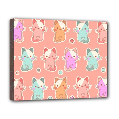 Cute-kawaii-kittens-seamless-pattern Deluxe Canvas 20  X 16  (stretched) by Salman4z