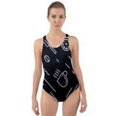 Coffee-background Cut-out Back One Piece Swimsuit by Salman4z