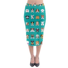 Different-type-vector-cartoon-dog-faces Midi Pencil Skirt by Salman4z