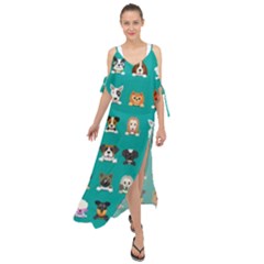 Different-type-vector-cartoon-dog-faces Maxi Chiffon Cover Up Dress by Salman4z