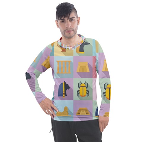 Egypt-icons-set-flat-style Men s Pique Long Sleeve Tee by Salman4z