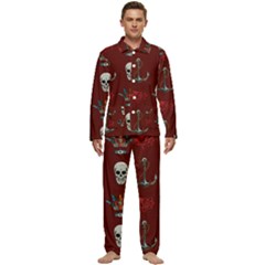 Tattoo-old-school-background-pattern Men s Long Sleeve Velvet Pocket Pajamas Set by Salman4z