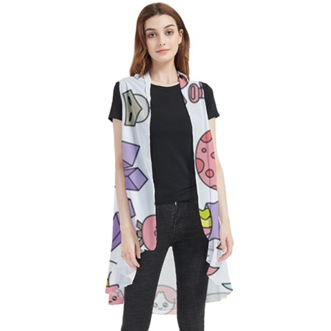 Fantasy-things-doodle-style-vector-illustration Sleeveless Chiffon Waistcoat Shirt by Salman4z