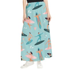 Beach-surfing-surfers-with-surfboards-surfer-rides-wave-summer-outdoors-surfboards-seamless-pattern- Maxi Chiffon Skirt by Salman4z