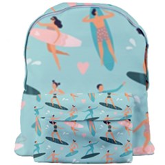 Beach-surfing-surfers-with-surfboards-surfer-rides-wave-summer-outdoors-surfboards-seamless-pattern- Giant Full Print Backpack by Salman4z