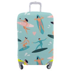 Beach-surfing-surfers-with-surfboards-surfer-rides-wave-summer-outdoors-surfboards-seamless-pattern- Luggage Cover (medium) by Salman4z