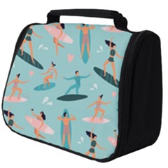 Beach-surfing-surfers-with-surfboards-surfer-rides-wave-summer-outdoors-surfboards-seamless-pattern- Full Print Travel Pouch (big) by Salman4z