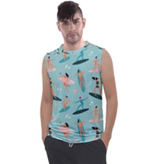 Beach-surfing-surfers-with-surfboards-surfer-rides-wave-summer-outdoors-surfboards-seamless-pattern- Men s Regular Tank Top by Salman4z