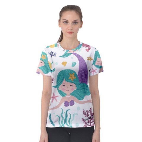 Set-cute-mermaid-seaweeds-marine-inhabitants Women s Sport Mesh Tee by Salman4z