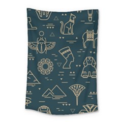 Dark-seamless-pattern-symbols-landmarks-signs-egypt -- Small Tapestry by Salman4z