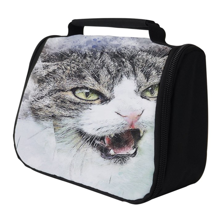 Cat Pet Art Abstract Watercolor Full Print Travel Pouch (Small)