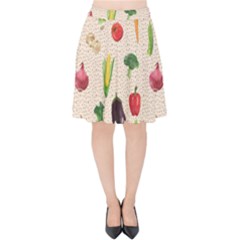 Vegetables Velvet High Waist Skirt by SychEva