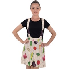 Vegetables Velvet Suspender Skater Skirt by SychEva