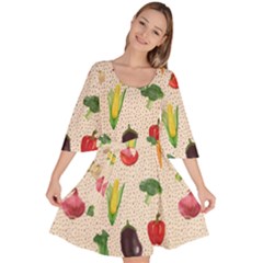 Vegetables Velour Kimono Dress by SychEva