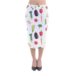 Vegetable Velvet Midi Pencil Skirt by SychEva