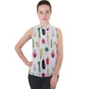 Vegetable Mock Neck Chiffon Sleeveless Top View1