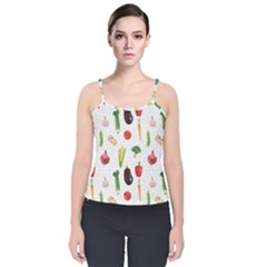 Vegetable Velvet Spaghetti Strap Top by SychEva