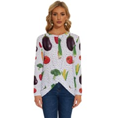 Vegetable Long Sleeve Crew Neck Pullover Top by SychEva