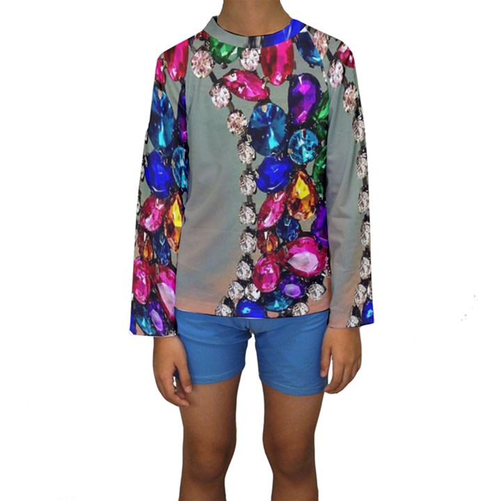 Colorful Diamonds Kids  Long Sleeve Swimwear