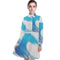 Wave Tsunami Tidal Wave Ocean Sea Water Long Sleeve Chiffon Shirt Dress View1