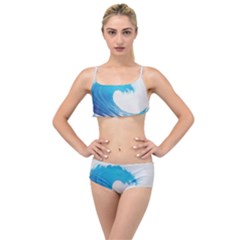 Wave Tsunami Tidal Wave Ocean Sea Water Layered Top Bikini Set by Ravend